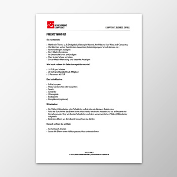 Ablaufplan Parents Night Out – PNO