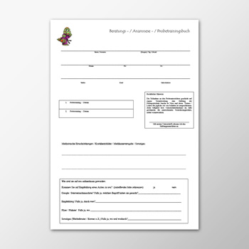 Beispiel - Probetrainingskarte bzw. Gästebuch ab 2012 Fachsportschule