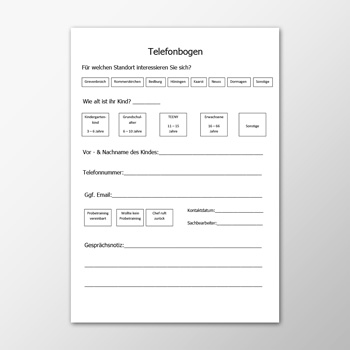 Beispiel Telefonbogen 2012 der Fachsportschule