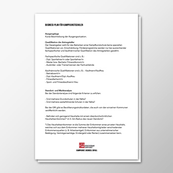 Business Plan für Kampfkunstschulen