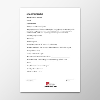 Checkliste für neue Schüler