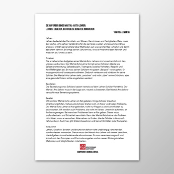 Die Aufgaben eines Martial-Arts-Lehrers - Vera Lemmens