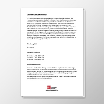 Einnahmen generieren - Bruchtest-Event