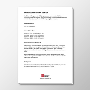 Einnahmen generieren - Wettkampf Demo-Team