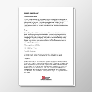 Einnahmen generieren – Camps