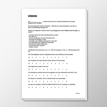 Feedbackbogen nach Kündigung der Mitgliedschaft