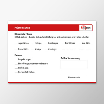 Gürtelprüfung - Prüfungskarte