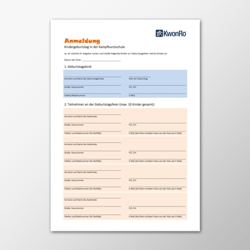 Kindergeburtstag - Anmeldeformular