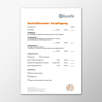 Kindergeburtstag - Bestellformular - Verpflegung