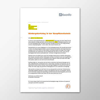 Kindergeburtstag - Brief - Elternanschreiben