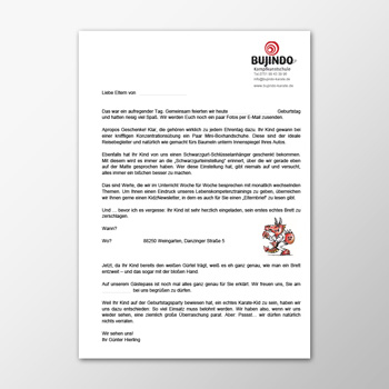 Kindergeburtstag - Brief