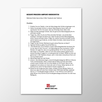 Kindergeburtstag - Weißgurte generieren - Checkliste