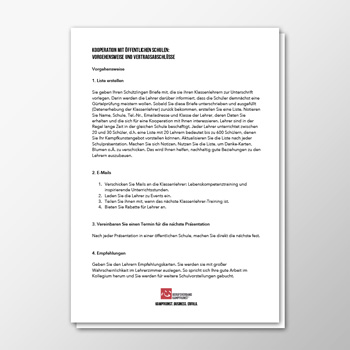 Kooperation mit öffentlichen Schulen - Vorgehensweise und Vertragsabschlüsse