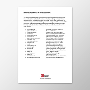 Kostenfreie Presseportale und Artikelverzeichnisse