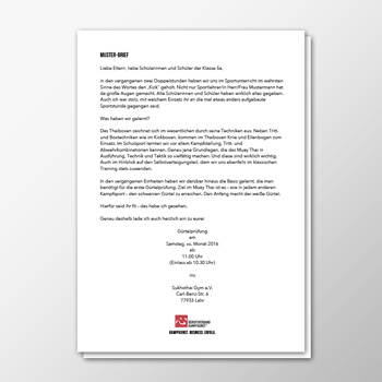Muster-Brief - Sportunterricht