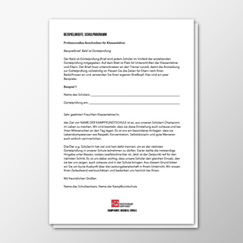 Musterbriefe - Schule: Anschreiben für Klassenlehrer