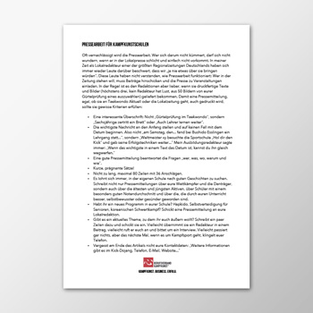 Pressearbeit für Kampfkunstschulen