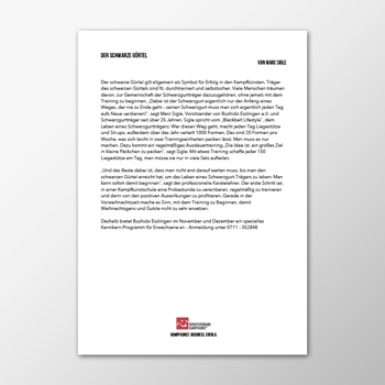 Pressemitteilung - Der schwarze Gürtel - Marc Sigle