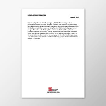 Pressemitteilung - Karate-Anzug im Feriengepäck - Marc Sigle