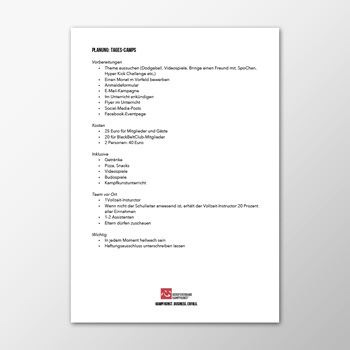 Tagescamp - Planung