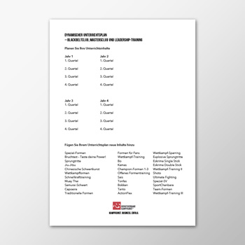 Unterrichtsplan – Black Belt Club, Masters Club und Leadership-Training