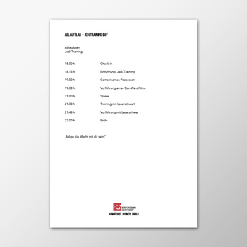 Veranstaltung - Jedi Training Day - Ablaufplan