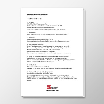 Verkaufsgespräch - Einwandbehandlungen - Shortcuts