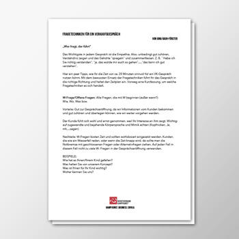 Verkaufsgespräch - Fragetechniken - Gina Rauh-Förster