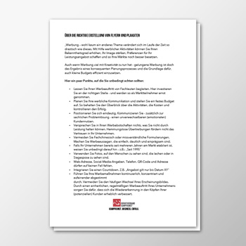 Werbung über die richtige Erstellung von Flyern und Plakaten