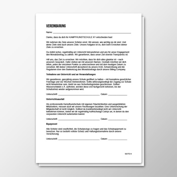 Zusatzvereinbarung bei Abschluss einer Mitgliedschaft