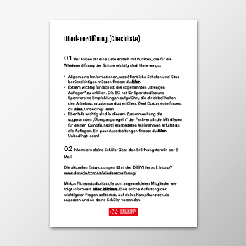 Wiedereröffnung Checkliste